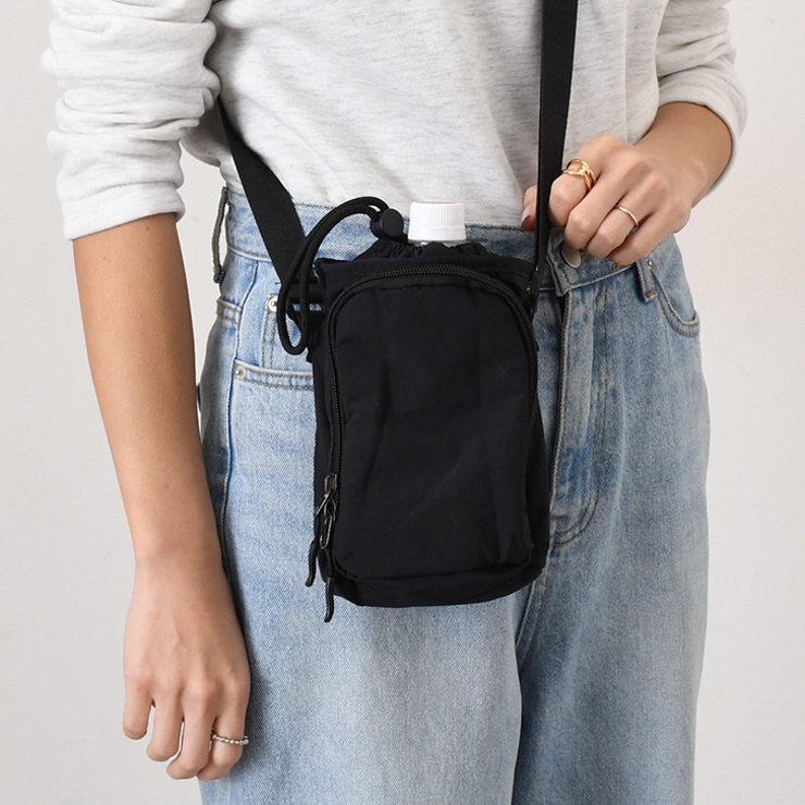 ブラック | ペットボトルホルダー 水筒カバー スマホポーチ | REAL STYLE