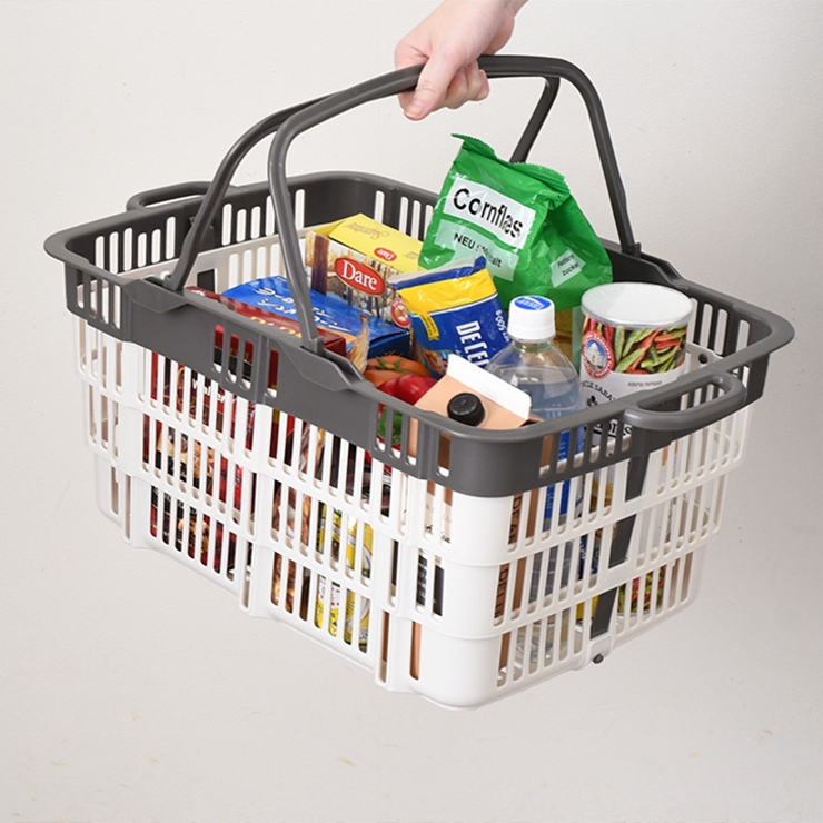 グレーホワイト | たためるレジかごバスケット 折りたたみバスケット 買い物かご | REAL STYLE