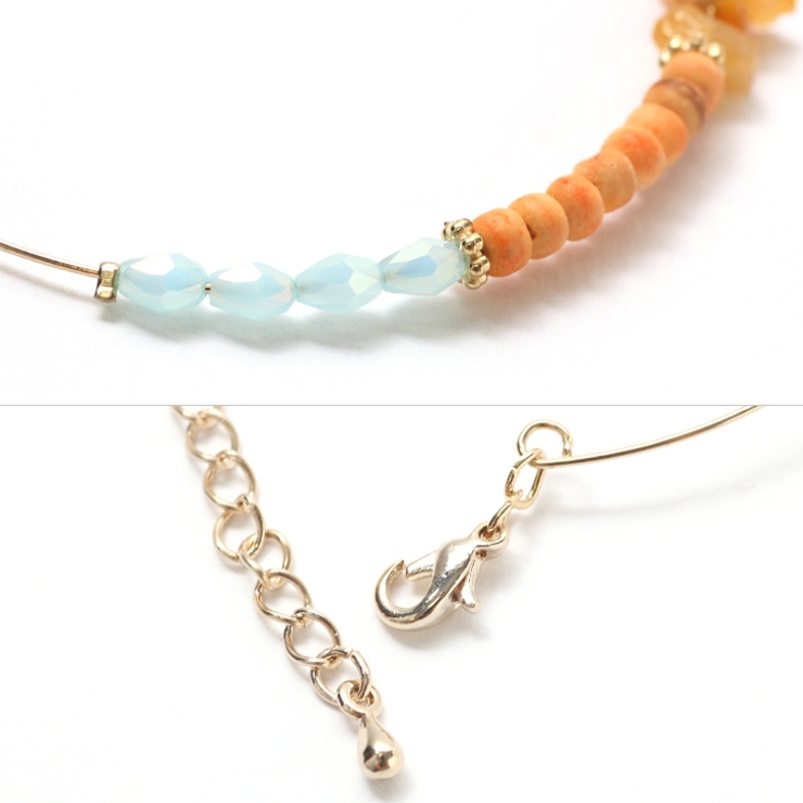 天然石ビーズブレスレット ビーズ ブレスレット アンクレット 5連 天然石 ワックスコード