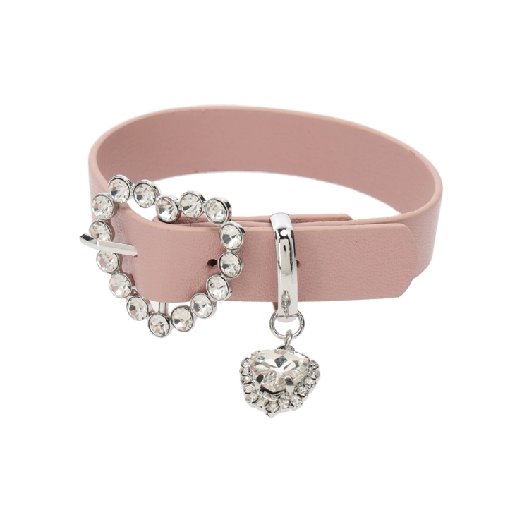 ローズピンク | ハートビジューバックルブレスレット | NOEMIE
