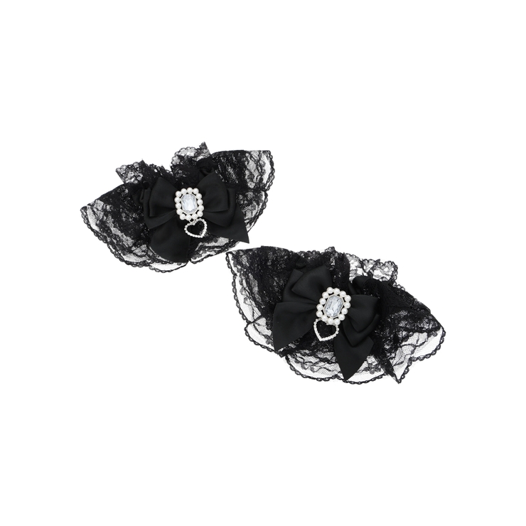 黒 | ハートチャームリボンカフス | NOEMIE