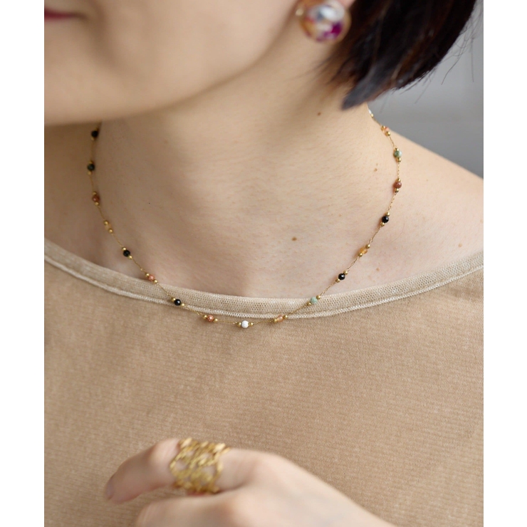 SUGD | 【ear PAPILLONNER】SUブラウンストーンネックレス | PAL GROUP OUTLET