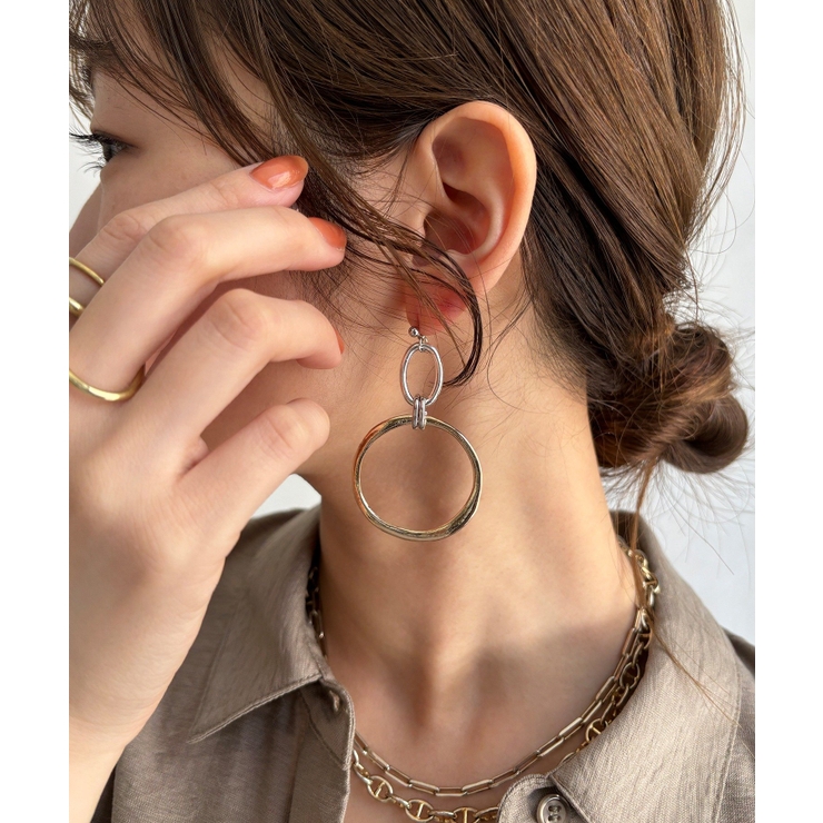 【DouDou】W Two Tone Ringピアス | PAL GROUP OUTLET | 詳細画像1 