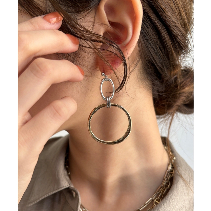 【DouDou】W Two Tone Ringピアス | PAL GROUP OUTLET | 詳細画像2 