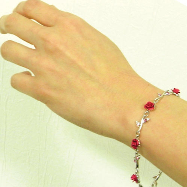 薔薇とラインストーンのブレスレット バラ | アクセサリーショップPIENA | 詳細画像3 