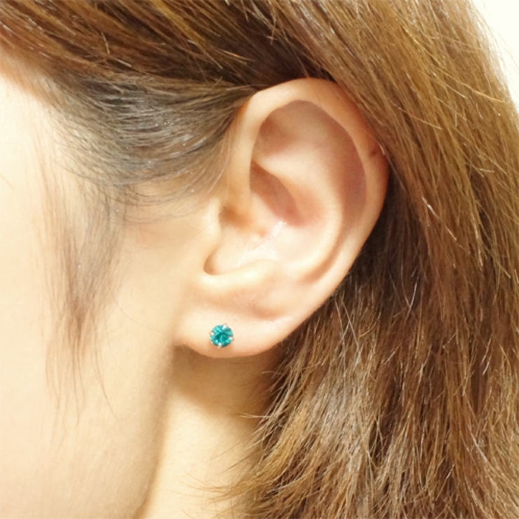 カラーラインストーンスタッドピアス チタン製ポスト 直径4.5mm | アクセサリーショップPIENA | 詳細画像3 
