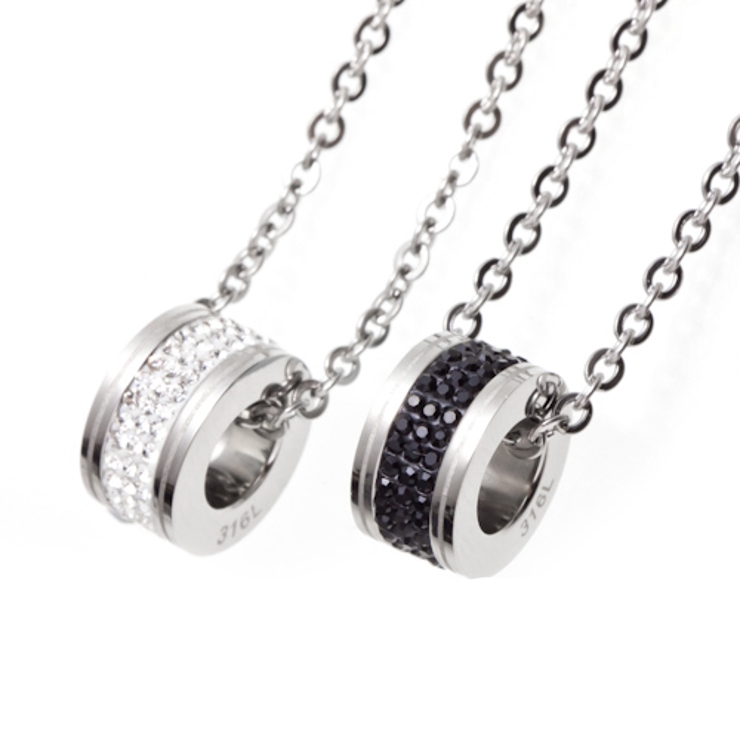 キラキラ リングペアネックレス316Lサージカルステンレス使用 重ね付けもOK | アクセサリーショップPIENA | 詳細画像1 