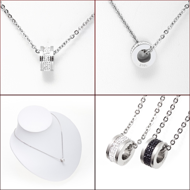 キラキラ リングペアネックレス316Lサージカルステンレス使用 重ね付けもOK | アクセサリーショップPIENA | 詳細画像2 