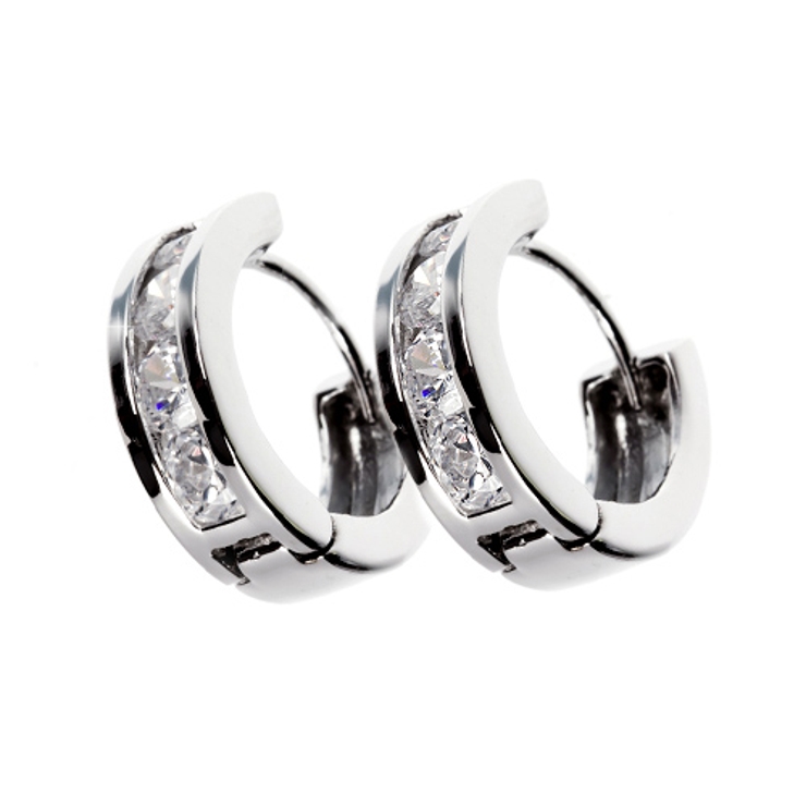 キラキラリングピアス キュービックジルコニアが輝く[品番