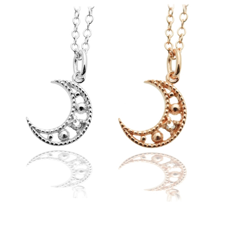 シルバー925 天然ダイヤモンドと三日月ペンダントネックレス 宝石鑑別書カード付… | アクセサリーショップPIENA | 詳細画像1 