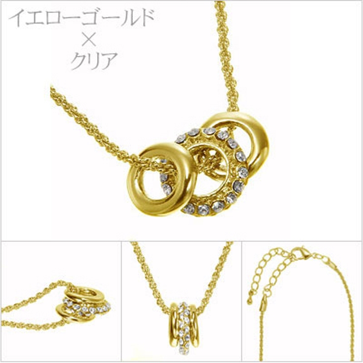 ラインストーンミニリング型ペンダントネックレス | アクセサリーショップPIENA | 詳細画像2 