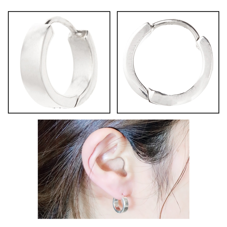 シルバー925製の中折れ式フープピアス 片耳用 1個売り[品番