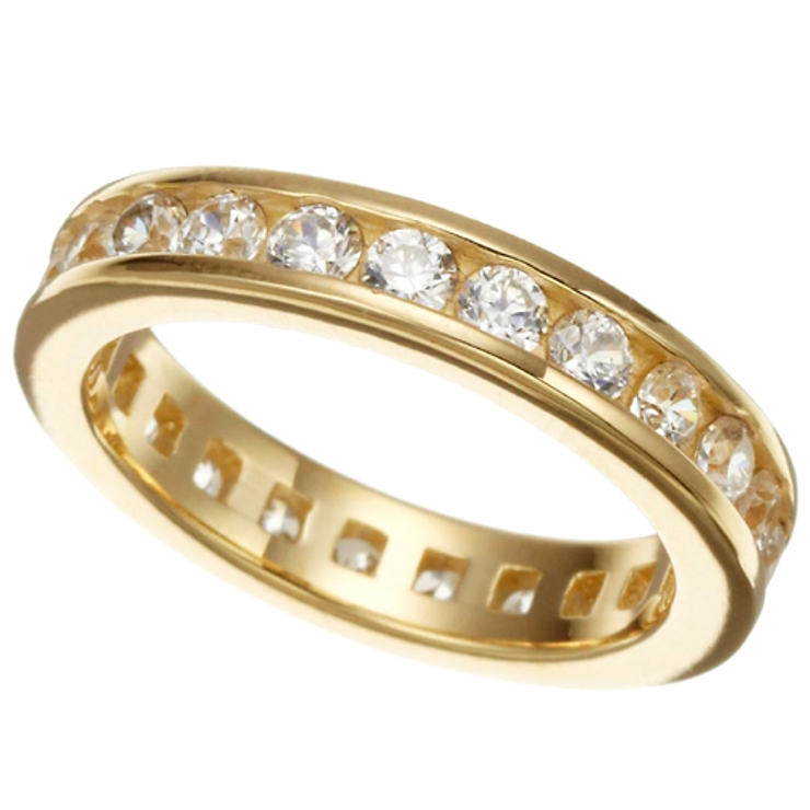 シルバー925キュービックジルコニアフルエタニティリング ゴールドバージョンニッ… | アクセサリーショップPIENA | 詳細画像1 