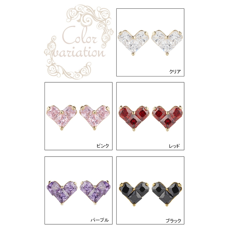 ピアス レディース スクエアジルコニア3石のゴールドハート 品番 Pena アクセサリーショップpiena アクセサリーショップピエナ のレディースファッション通販 Shoplist ショップリスト