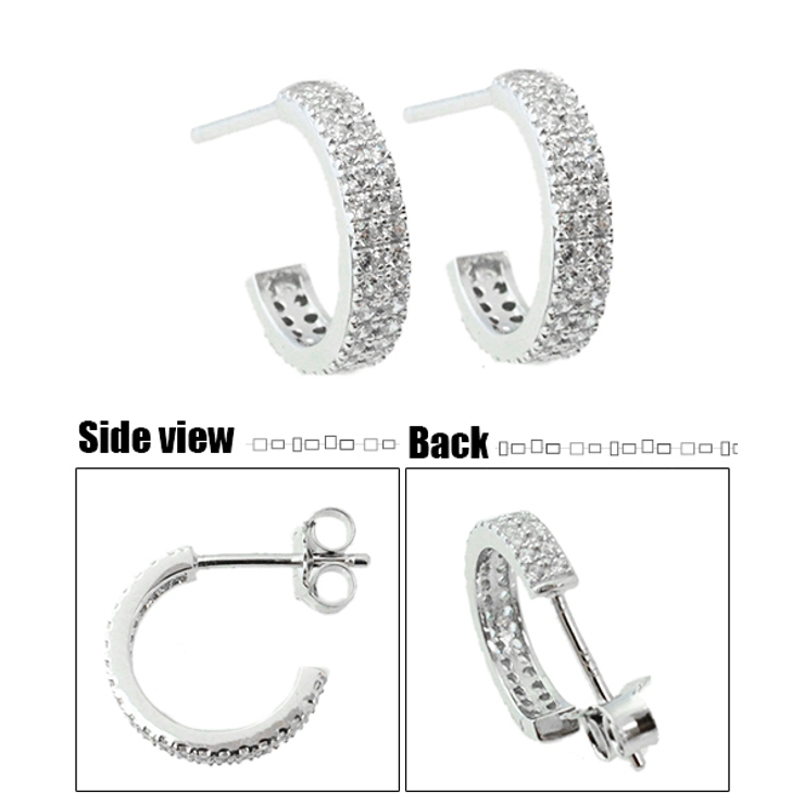 シルバー925製 プラチナコーティング ジルコニアフープピアス  | アクセサリーショップPIENA | 詳細画像2 