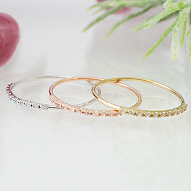 華奢なリングに輝くジルコニアが並んだハーフエタニティリング シンプルキュート 選… | アクセサリーショップPIENA | 詳細画像4 