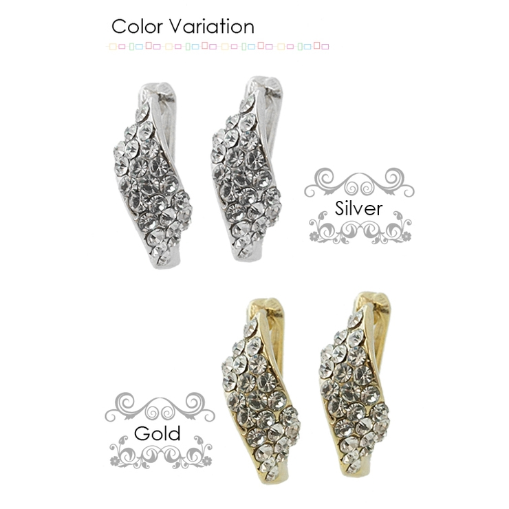 ラグジュアリー感のあるひねりピアス ゴージャスラインストーン パーティーシーンに… | アクセサリーショップPIENA | 詳細画像2 