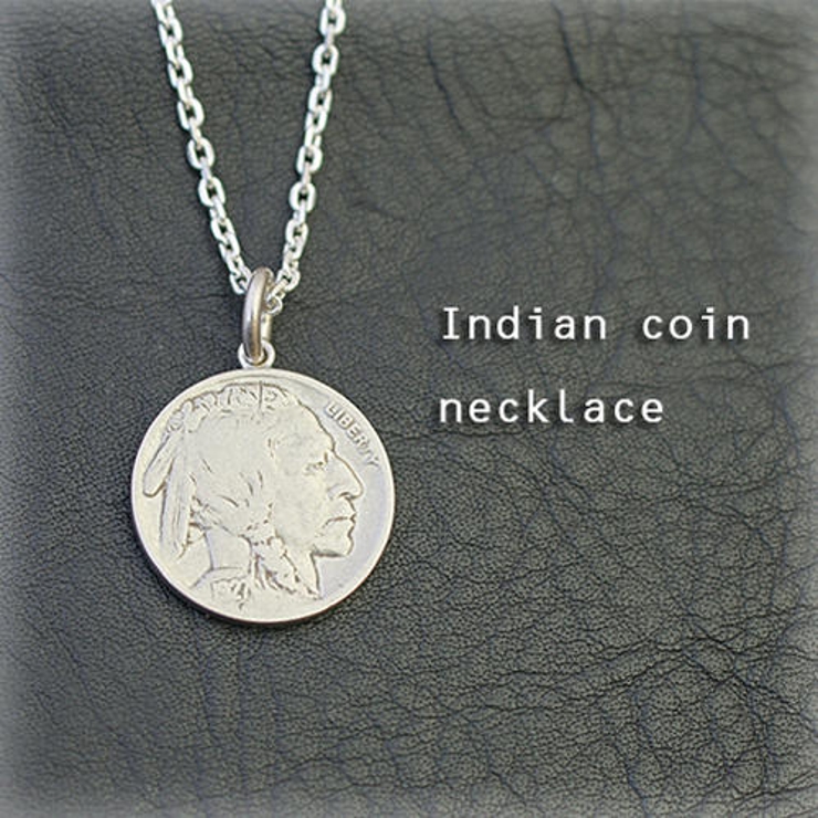 シルバー925製インディアンを描いたコインコインダントネックレス