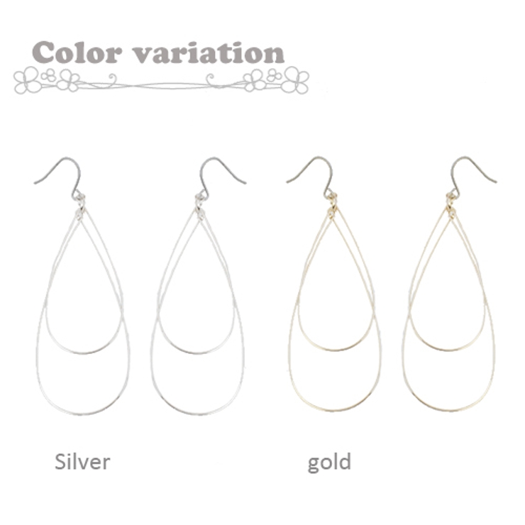 極細ワイヤーアートピアス ドロップモチーフ 雫形[品番：PENA0019534