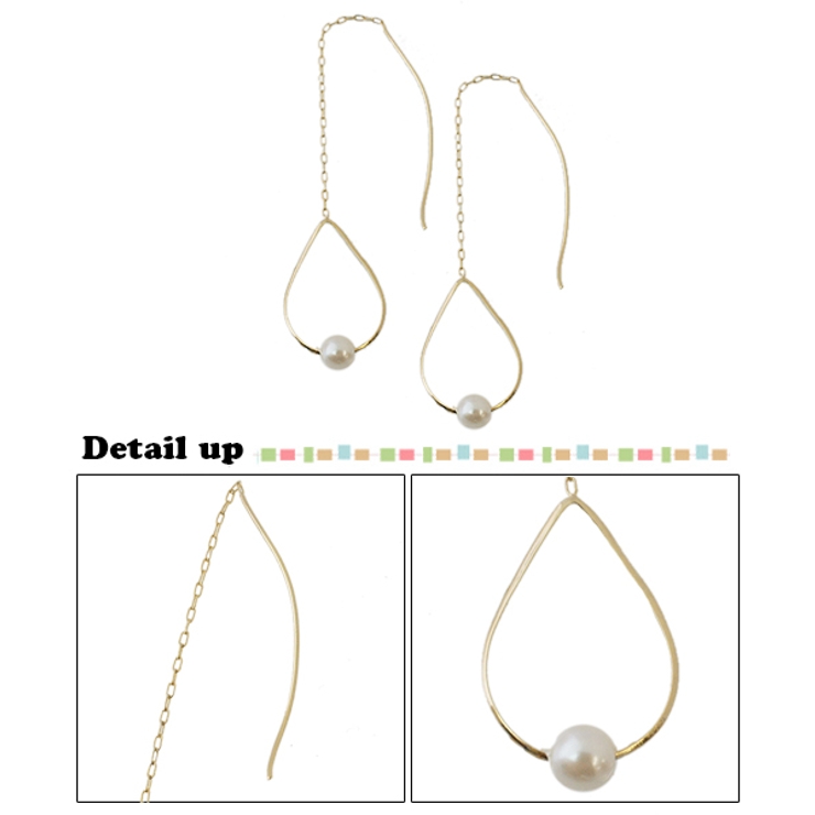 ピアス レディース しずくワイヤーに1粒パール | アクセサリーショップPIENA | 詳細画像2 