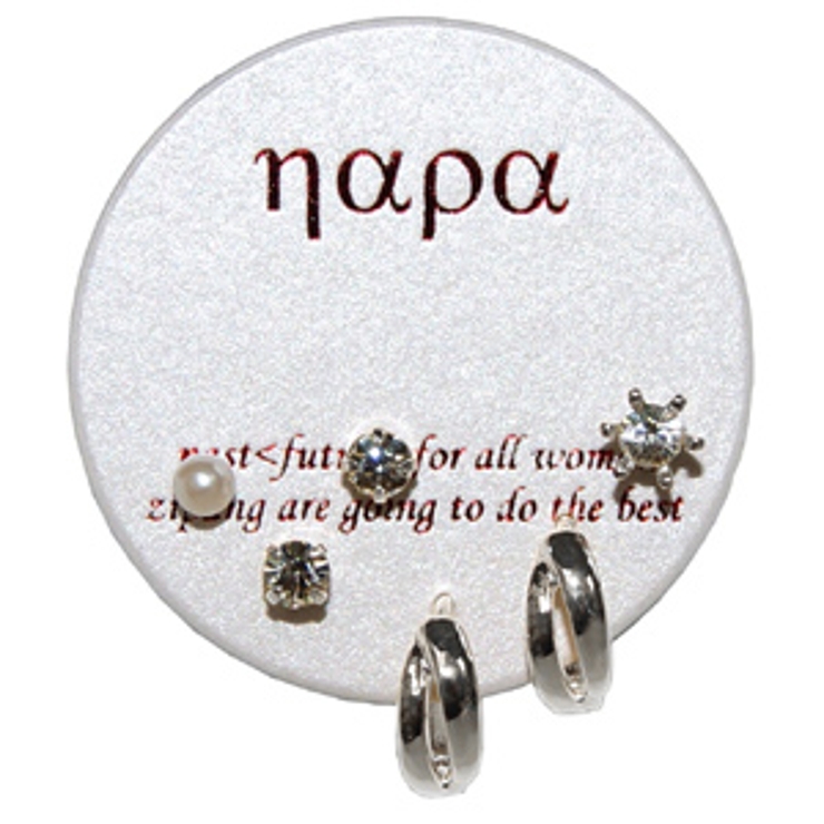 イミテーションパール ラインストーン 2連フープピアスのお買い得セット | アクセサリーショップPIENA | 詳細画像1 