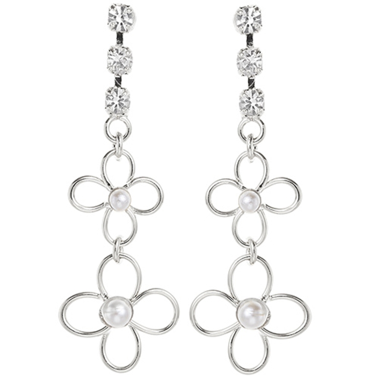 チタン製ポスト 大小のフラワーモチーフがぶら下がったスタッドピアス | アクセサリーショップPIENA | 詳細画像4