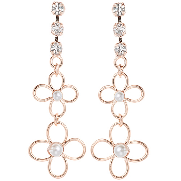 チタン製ポスト 大小のフラワーモチーフがぶら下がったスタッドピアス | アクセサリーショップPIENA | 詳細画像6