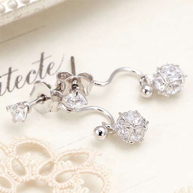 チタン製ポスト スタッドピアス フリンジパヴェボール | アクセサリーショップPIENA | 詳細画像1 