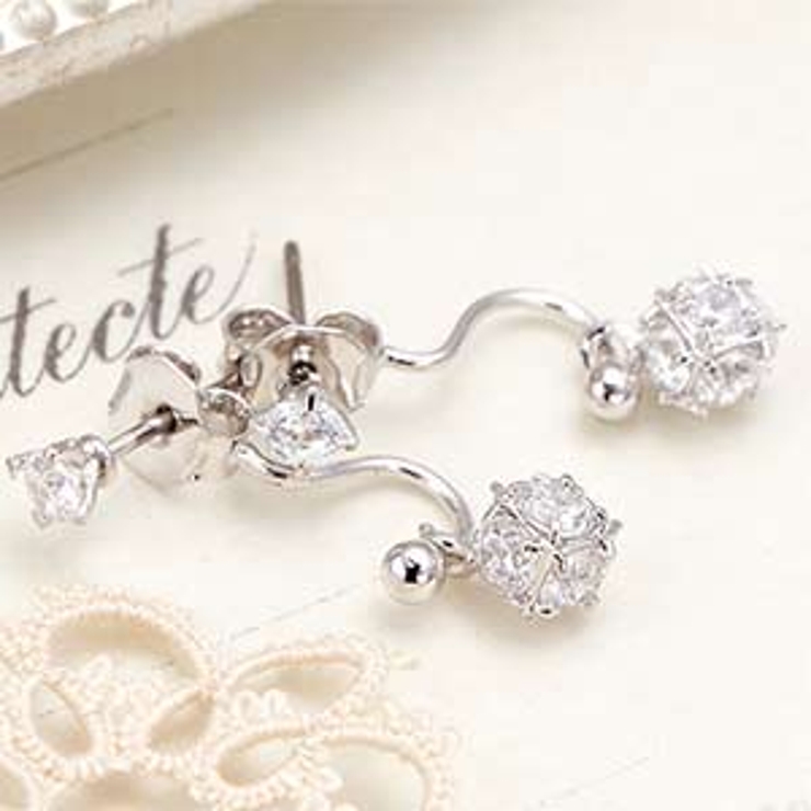 チタン製ポスト スタッドピアス フリンジパヴェボール | アクセサリーショップPIENA | 詳細画像8 