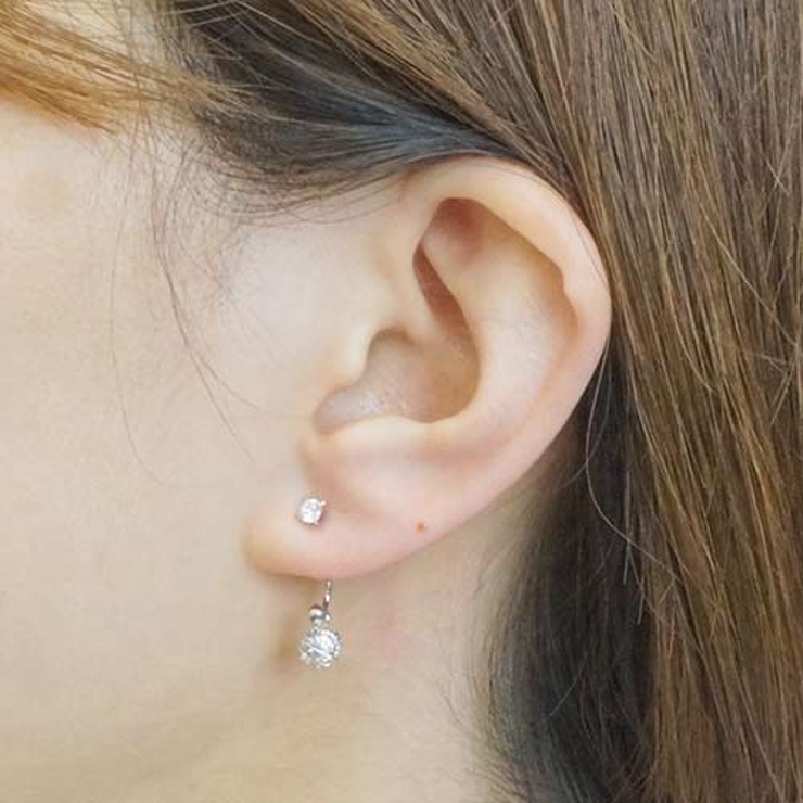 チタン製ポスト スタッドピアス フリンジパヴェボール | アクセサリーショップPIENA | 詳細画像7 