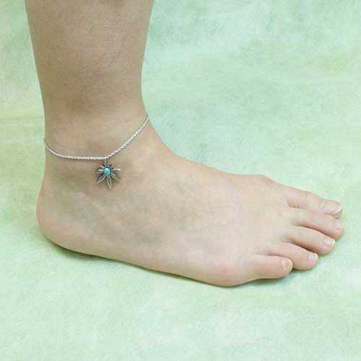 フレンチロープチェーン アンクレット ガンジャターコイズチャーム | アクセサリーショップPIENA | 詳細画像5 