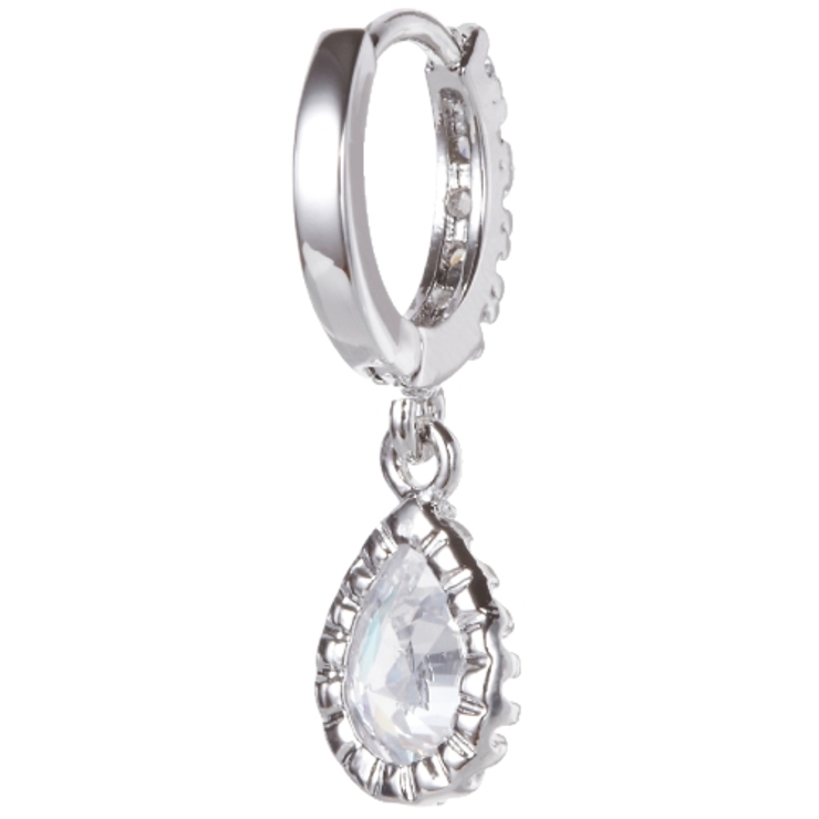 1粒ティアドロップがぶら下がる5連ジルコニアフープピアス 光を通すミルグレイン枠… | アクセサリーショップPIENA | 詳細画像5 