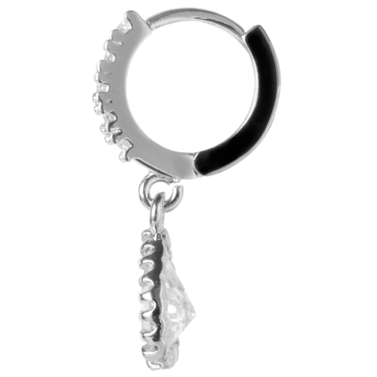 1粒ティアドロップがぶら下がる5連ジルコニアフープピアス 光を通すミルグレイン枠… | アクセサリーショップPIENA | 詳細画像4 