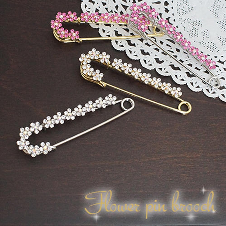 ニッケルフリー ストール留め ラインストーンのお花を並べて | アクセサリーショップPIENA | 詳細画像1 