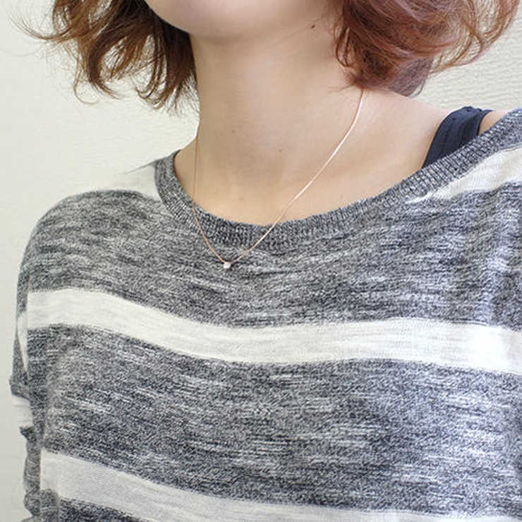 1粒ラインストーンが輝くネックレス 高級感のあるスエッジチェーン