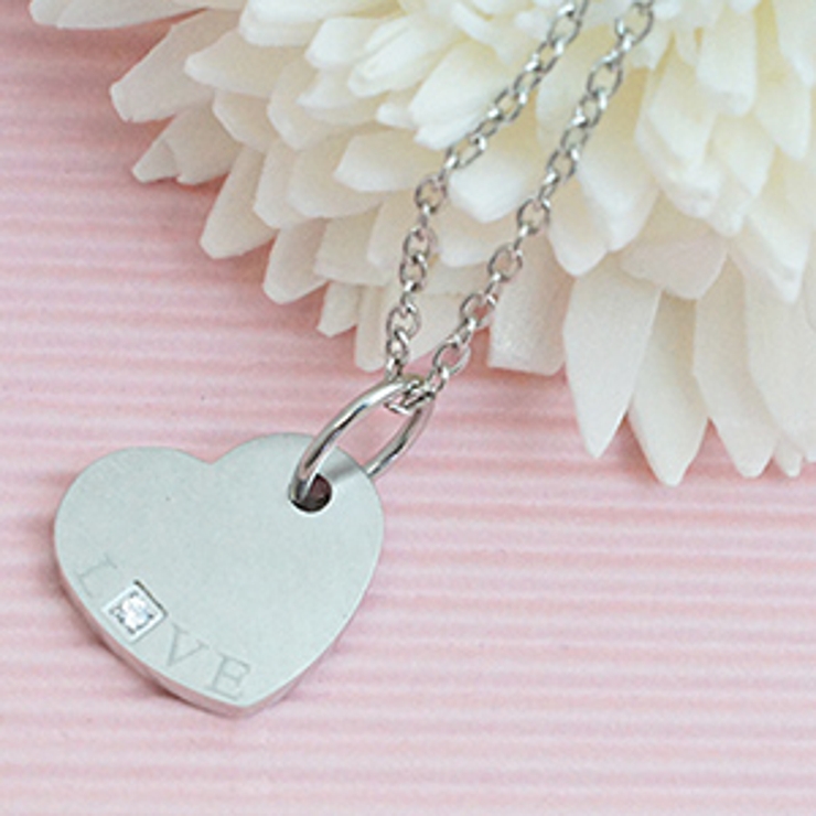 ステンレススチール製ジルコニア入りハートペンダントネックレス ステンレスアクセサ… | アクセサリーショップPIENA | 詳細画像4 