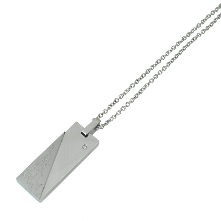 メッセージが刻印されたプレートのペアネックレス 一粒ラインストーン | アクセサリーショップPIENA | 詳細画像5