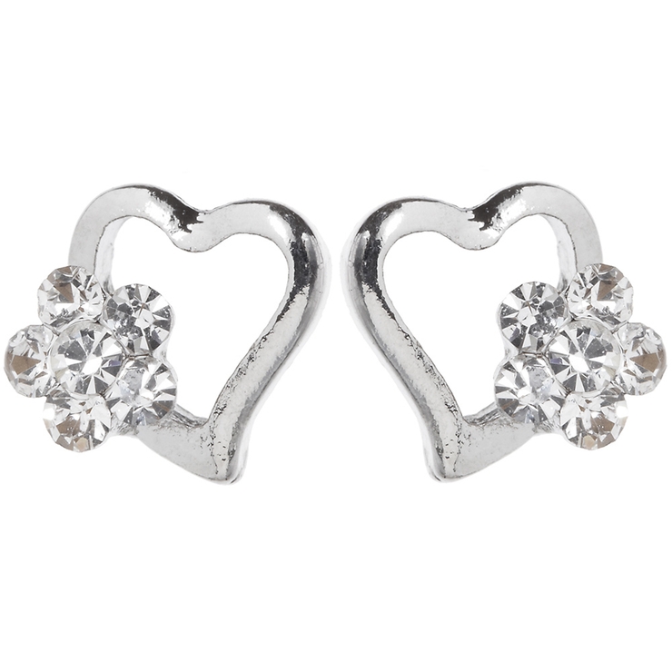 スタッドピアス チタン製ポスト 低アレルギー オープンハート ストーンフラワー | アクセサリーショップPIENA | 詳細画像4 