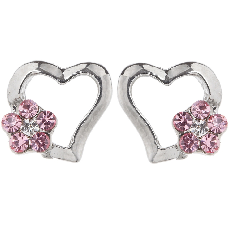 スタッドピアス チタン製ポスト 低アレルギー オープンハート ストーンフラワー | アクセサリーショップPIENA | 詳細画像6 