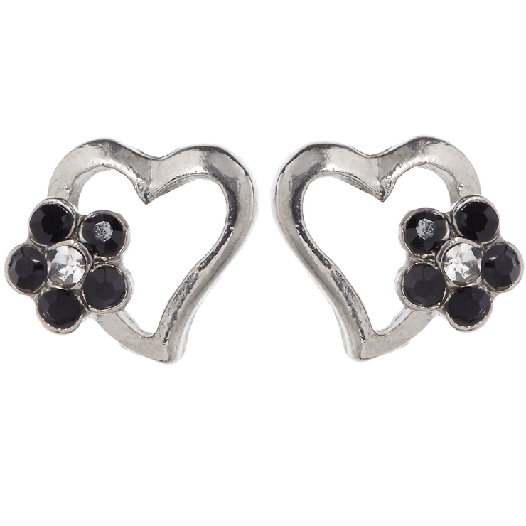 スタッドピアス チタン製ポスト 低アレルギー オープンハート ストーンフラワー | アクセサリーショップPIENA | 詳細画像7 