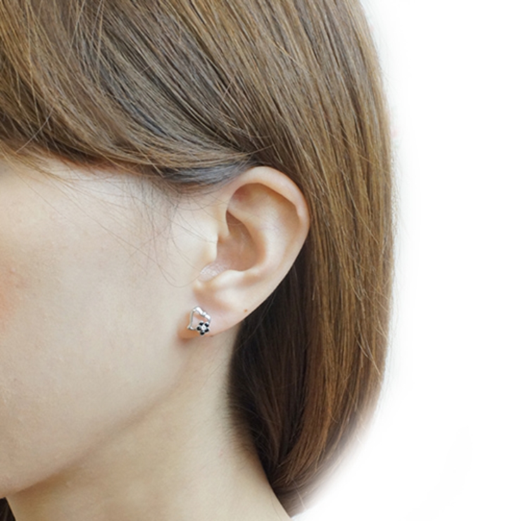 スタッドピアス チタン製ポスト 低アレルギー オープンハート ストーンフラワー | アクセサリーショップPIENA | 詳細画像8 