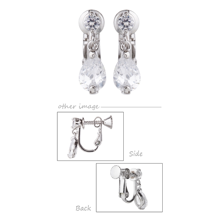 Anne  キュービックジルコニア ドロップ ピアス イヤリング ドロップ型キュービックジルコニアが揺れるイヤリング 2粒石