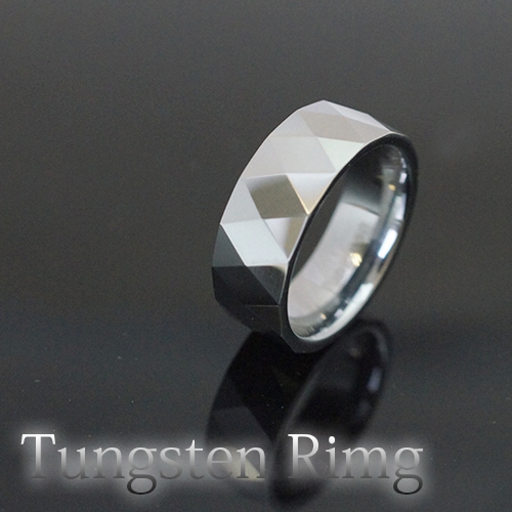 タングステンを使用したひし形カットのリング オーソドックスなシルバーカラー | アクセサリーショップPIENA | 詳細画像1 
