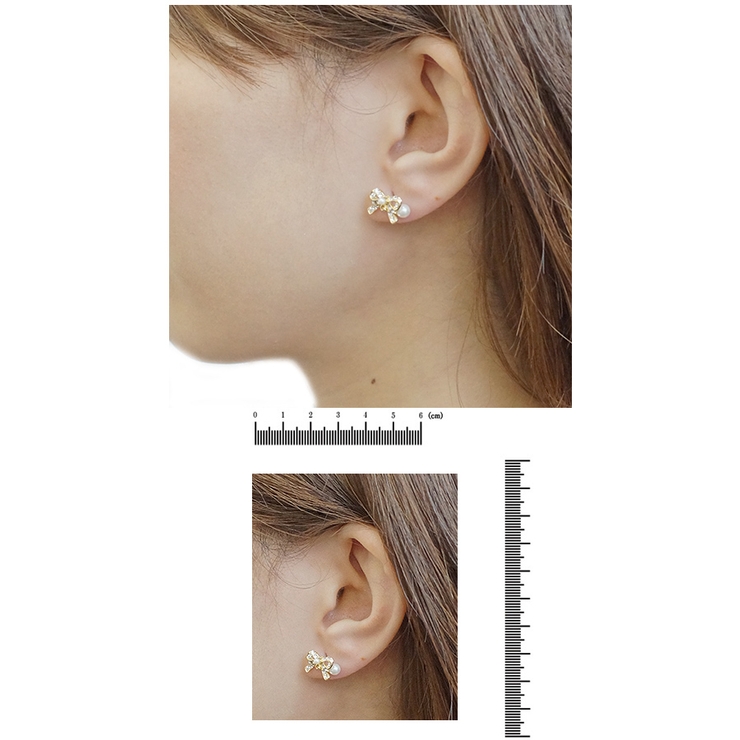 スタッドピアス チタン製ポスト リボンにストーンをちりばめて | アクセサリーショップPIENA | 詳細画像3 