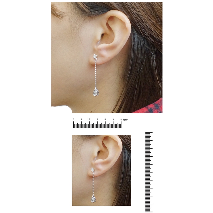 チタンポストのスタッドピアス しずくモチーフをキュービックジルコニアからチェーン… | アクセサリーショップPIENA | 詳細画像3 