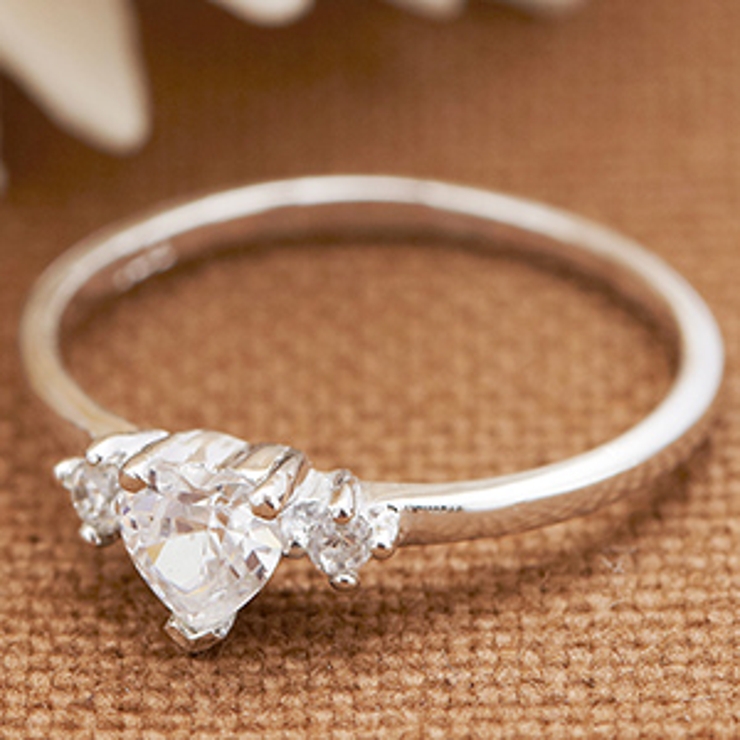 ハート型にカットされた一粒のキュービックジルコニアがキラめくリング ピンキーリン… | アクセサリーショップPIENA | 詳細画像8 