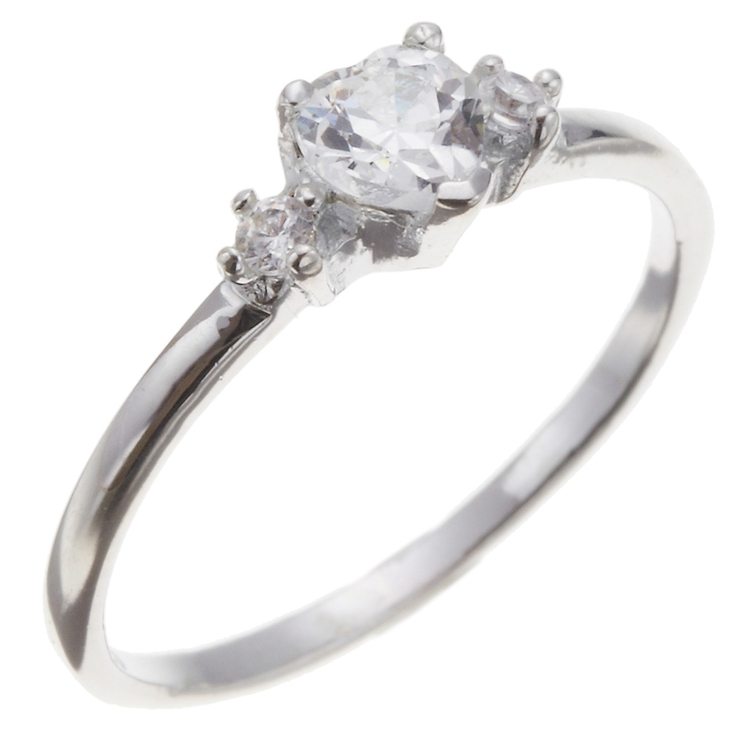 ハート型にカットされた一粒のキュービックジルコニアがキラめくリング ピンキーリン… | アクセサリーショップPIENA | 詳細画像4 