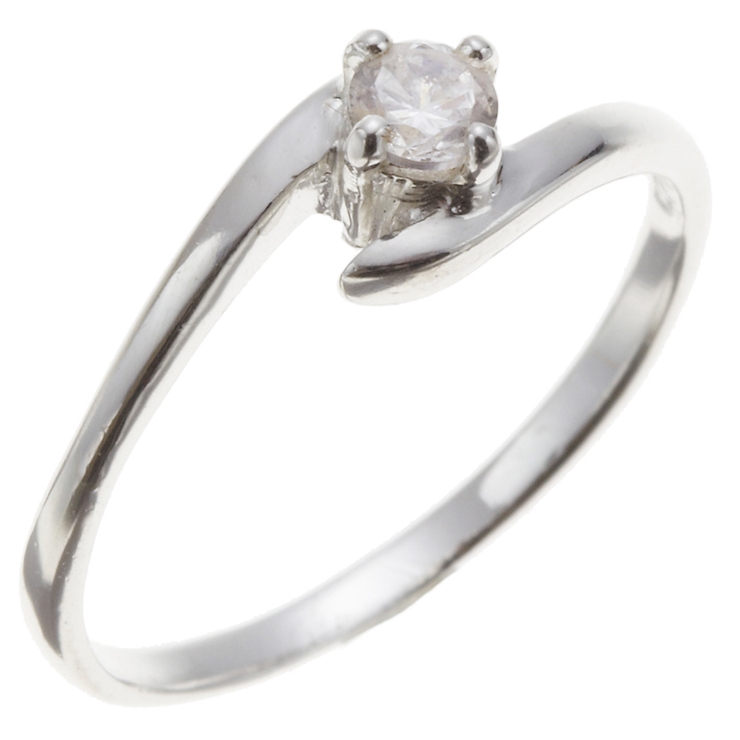 一粒のキュービックジルコニアを挟むようにセットされたシルバーリング ピンキーリン… | アクセサリーショップPIENA | 詳細画像4 