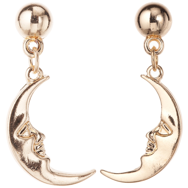 スタッドピアス 顔が描かれた三日月のピアス ムーン | アクセサリーショップPIENA | 詳細画像5 