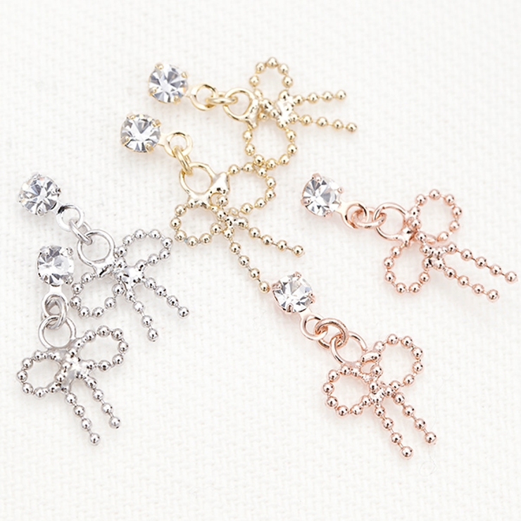 低アレルギーピアス リボンモチーフスタッドピアス チタン製ポスト | アクセサリーショップPIENA | 詳細画像1 